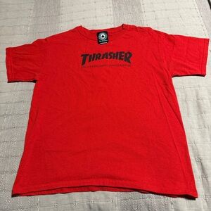 Thrasher Skateboard Magazine Red Kids L Short Sleeve Crew Neck T-Shirt